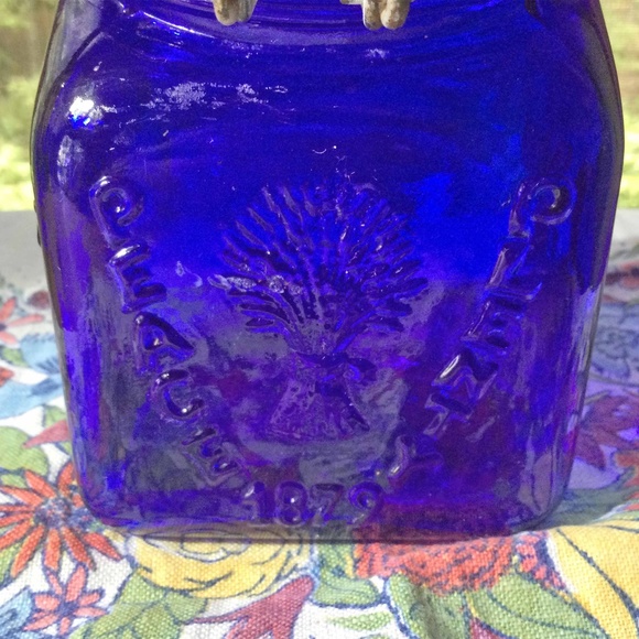 Cobalt Blue Canister Granny's Wire/Bail Slanted Lid Vintage Italy . - Picture 4 of 9